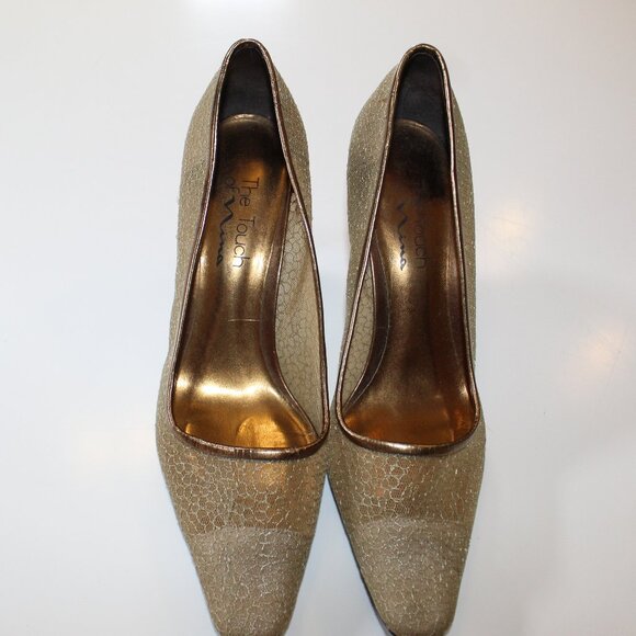 Nina Heels Size 7 1/2 M Antique Gold Copper Overtones High Pumps  Party Time - Picture 1 of 10